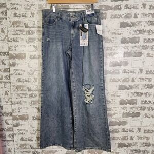RE:WASH Forever 21 Denim Jeans Women Size 9‎ Baggy Distrssed Classic Rise A Line